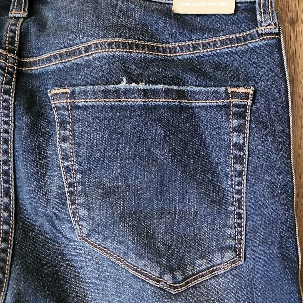 Dear John Raven‎ Womens 3 Snap Raw Hem Jeans Size 27 Zip Button Racing Stripe
